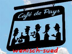 Schild an einem gem�tlichen Caf� im Corbi�res